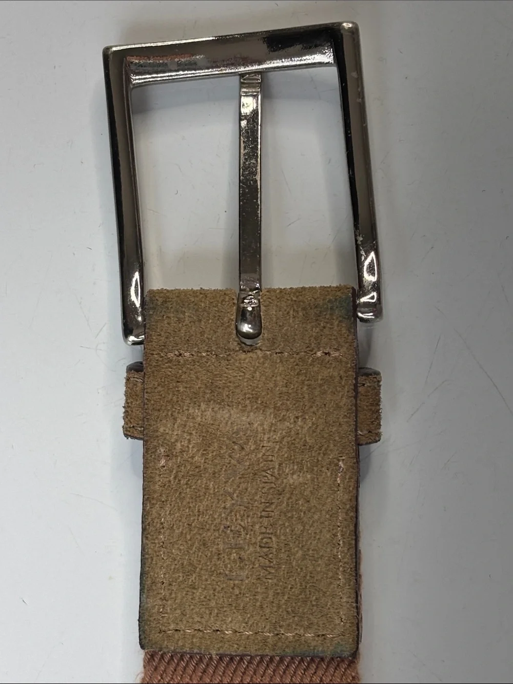 Leyva Men's Tan Suede & Canvas Belt with Metal Buckle